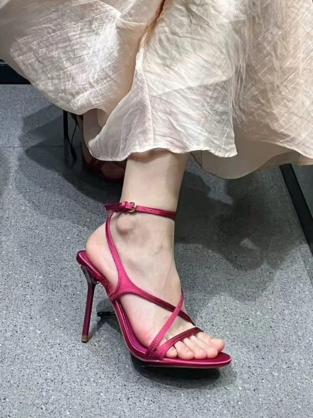Hot Pink Casual Women's Plain Slingback Heels